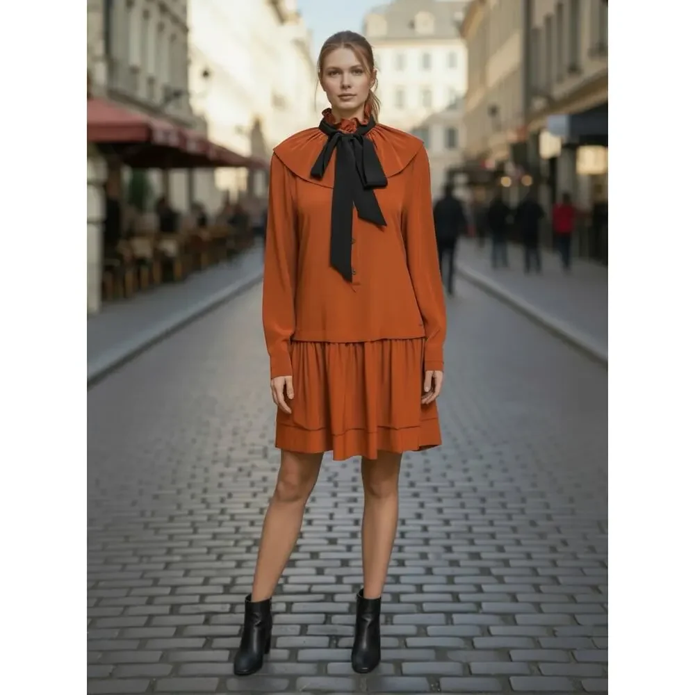 Coach 1941 Tie Neck Ruffle Dress Style #88986 Size 6